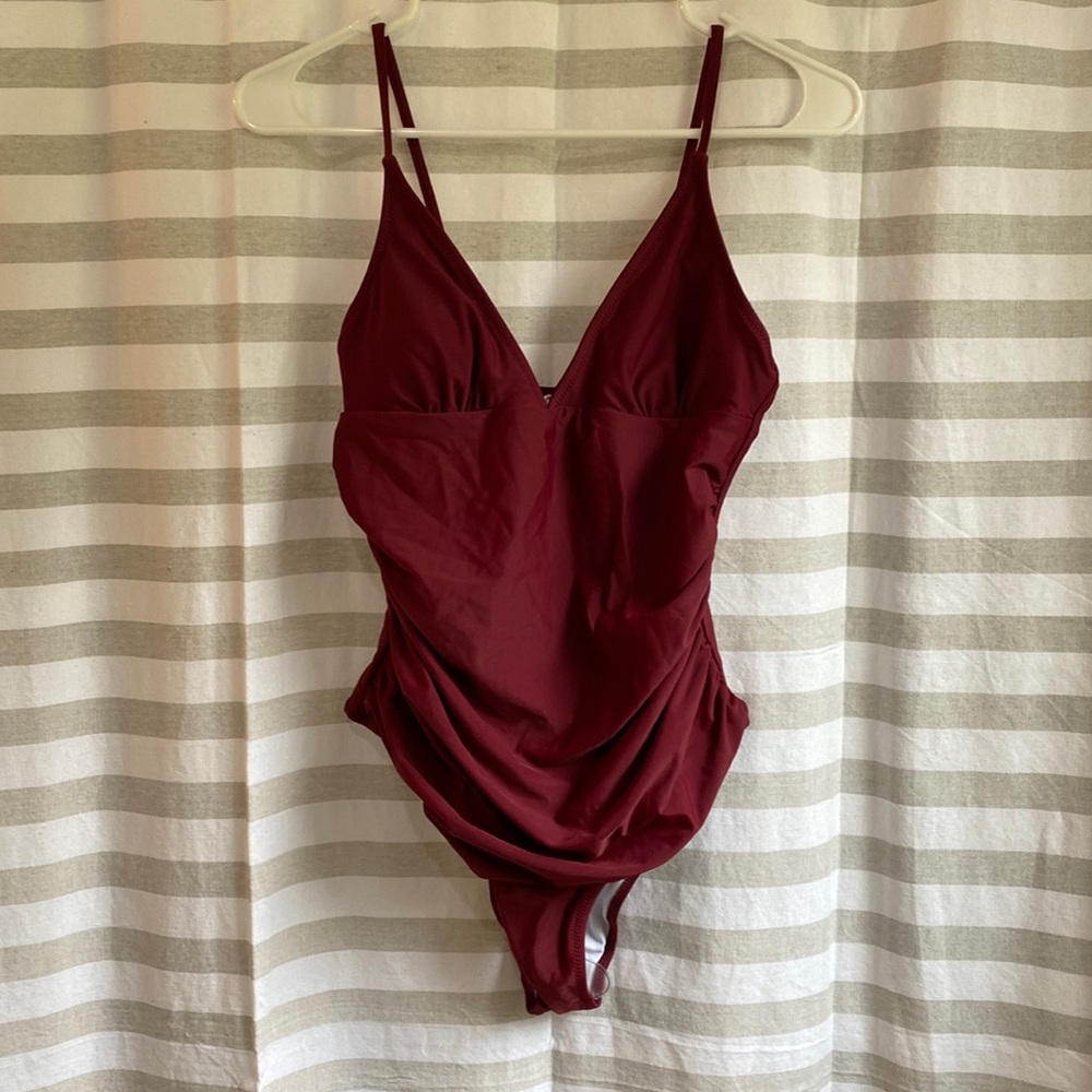 Cupshe medium one piece with tummy control, merlot